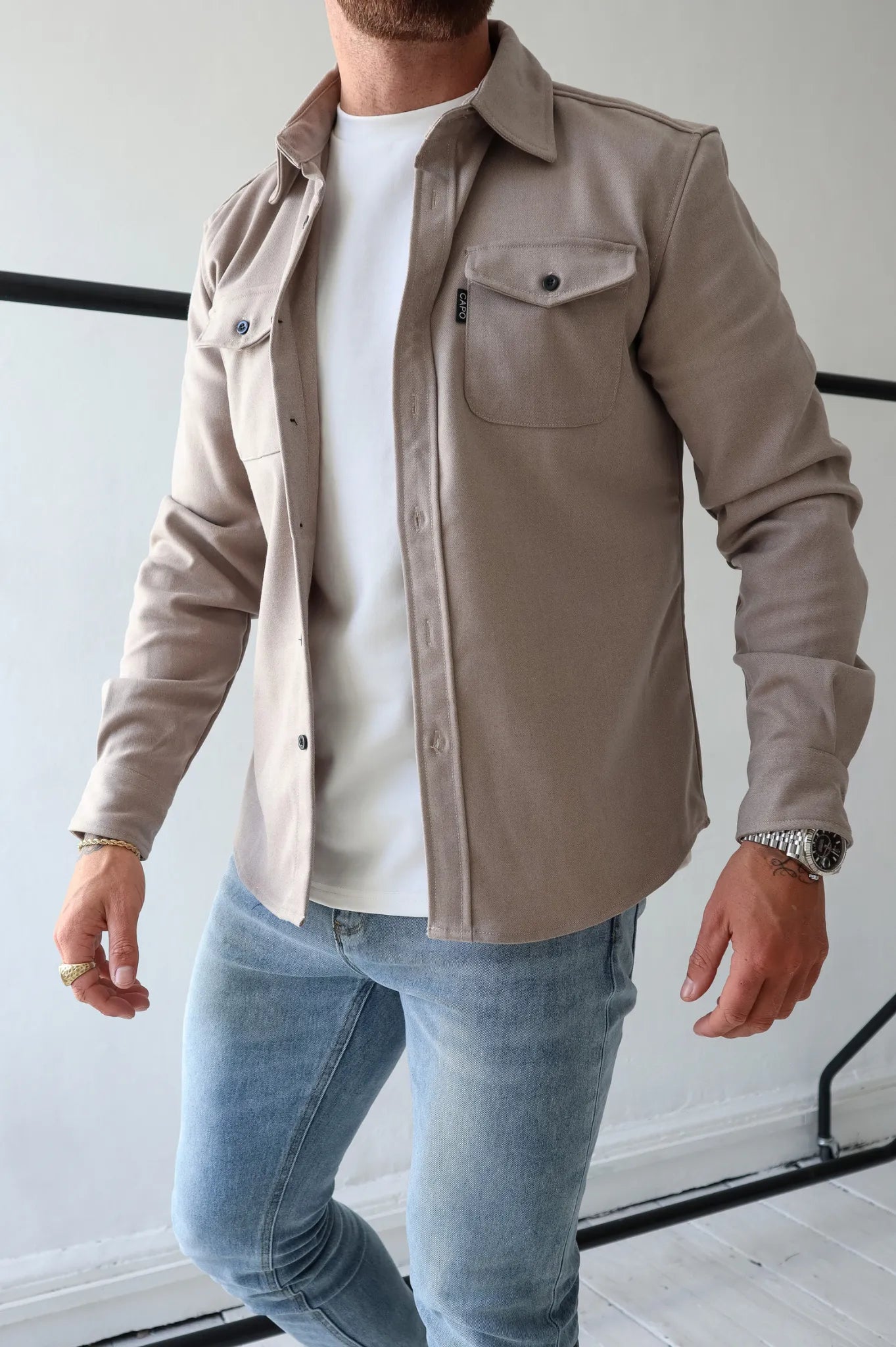 Herren Freizeithemdjacke Overshirt Alltag Freizeit