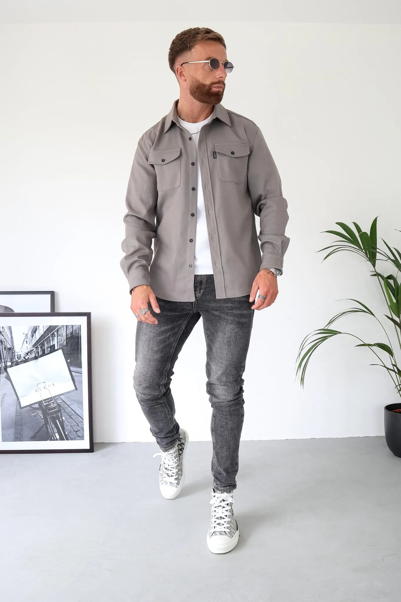 Herren Freizeithemdjacke Overshirt Alltag Freizeit