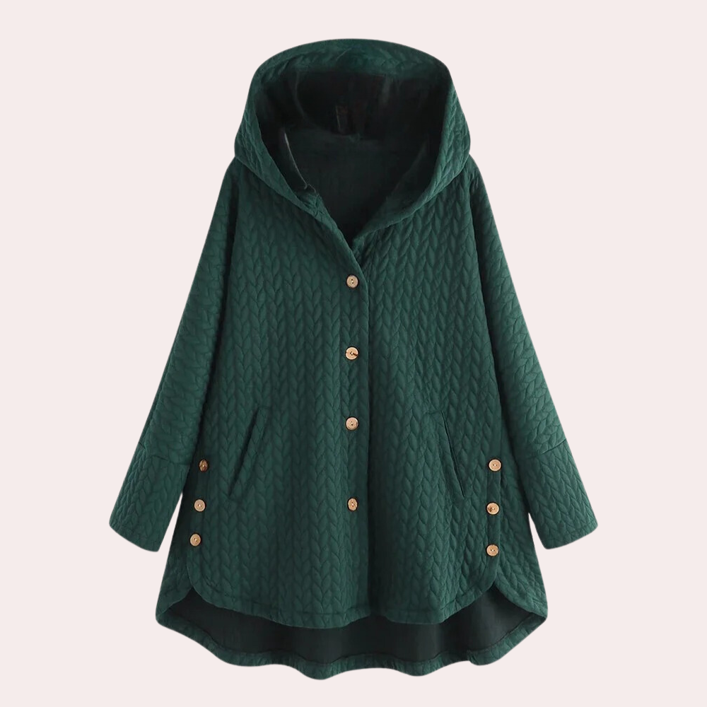 Damen Winterjacke mit Kapuze und Knöpfen Schwarz - Norvielle