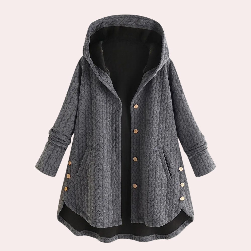 Damen Winterjacke mit Kapuze und Knöpfen