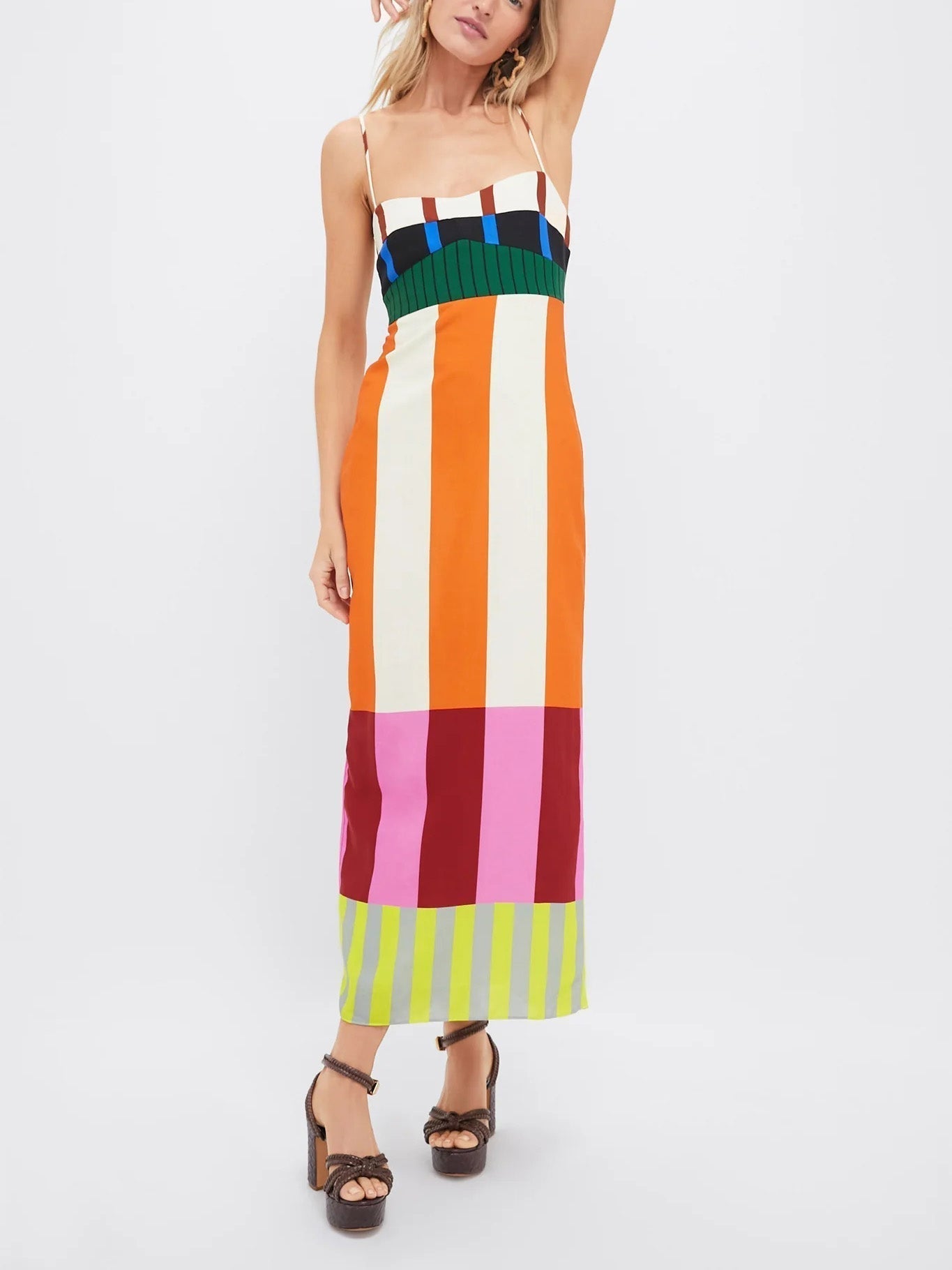 Damen Sommerkleid Gestreift Spaghettiträger
