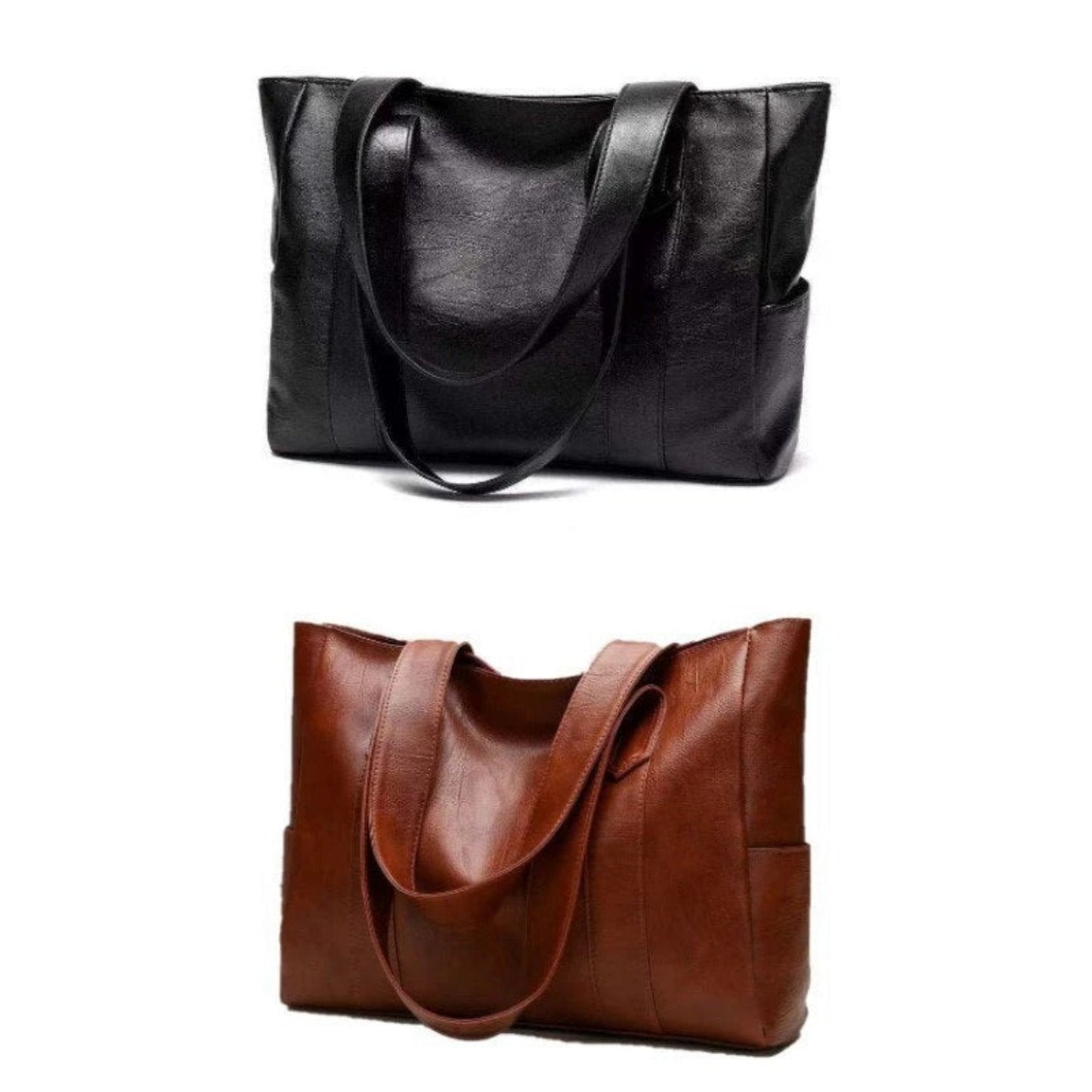 Damen Vintage Schultertasche Leder Retro-Look