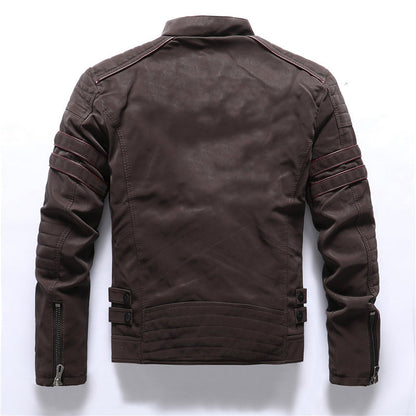 Bikerjacke – Slim Fit Motorradjacke mit Reißverschluss für Männer-Chaps Herrenmode