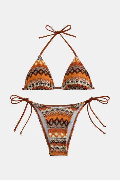 Damen Triangel-Bikini-Set Ethno-Muster Verstellbare Bindebänder - Norvielle