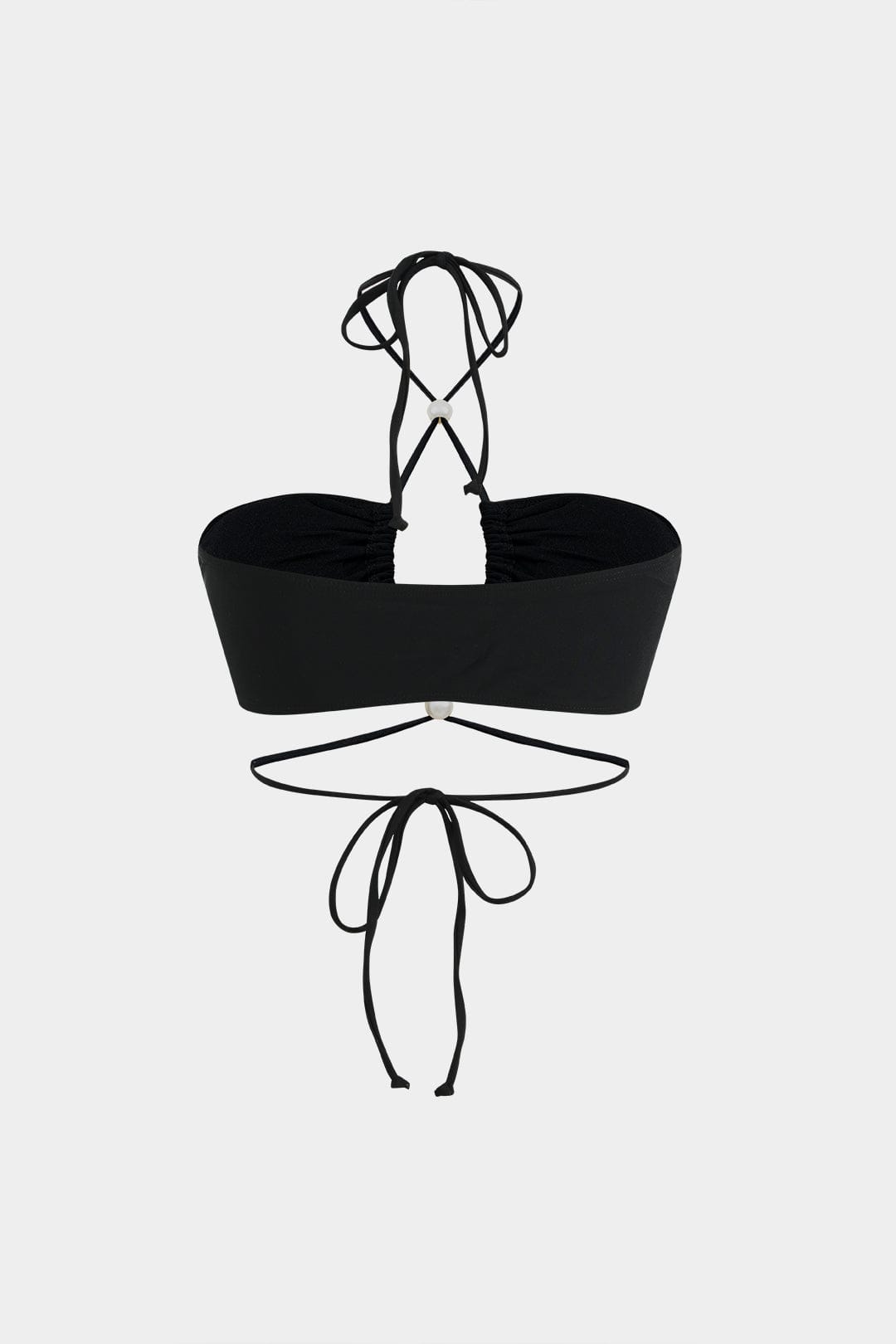 Damen Bikini-Set 3-teilig Wickelband-Design Perlen-Detail Transparent