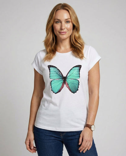 Damen Leichtes Sommer T-Shirt Baumwolle Weiß - Norvielle