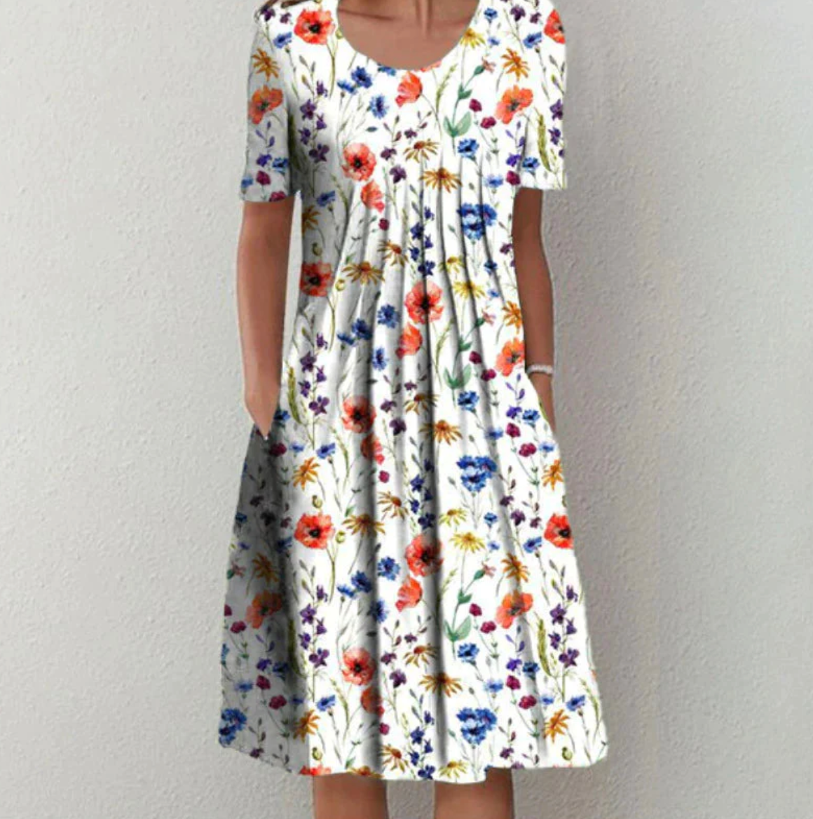 Damen Midi Kleid Musterdruk mit Linienführung - Norvielle