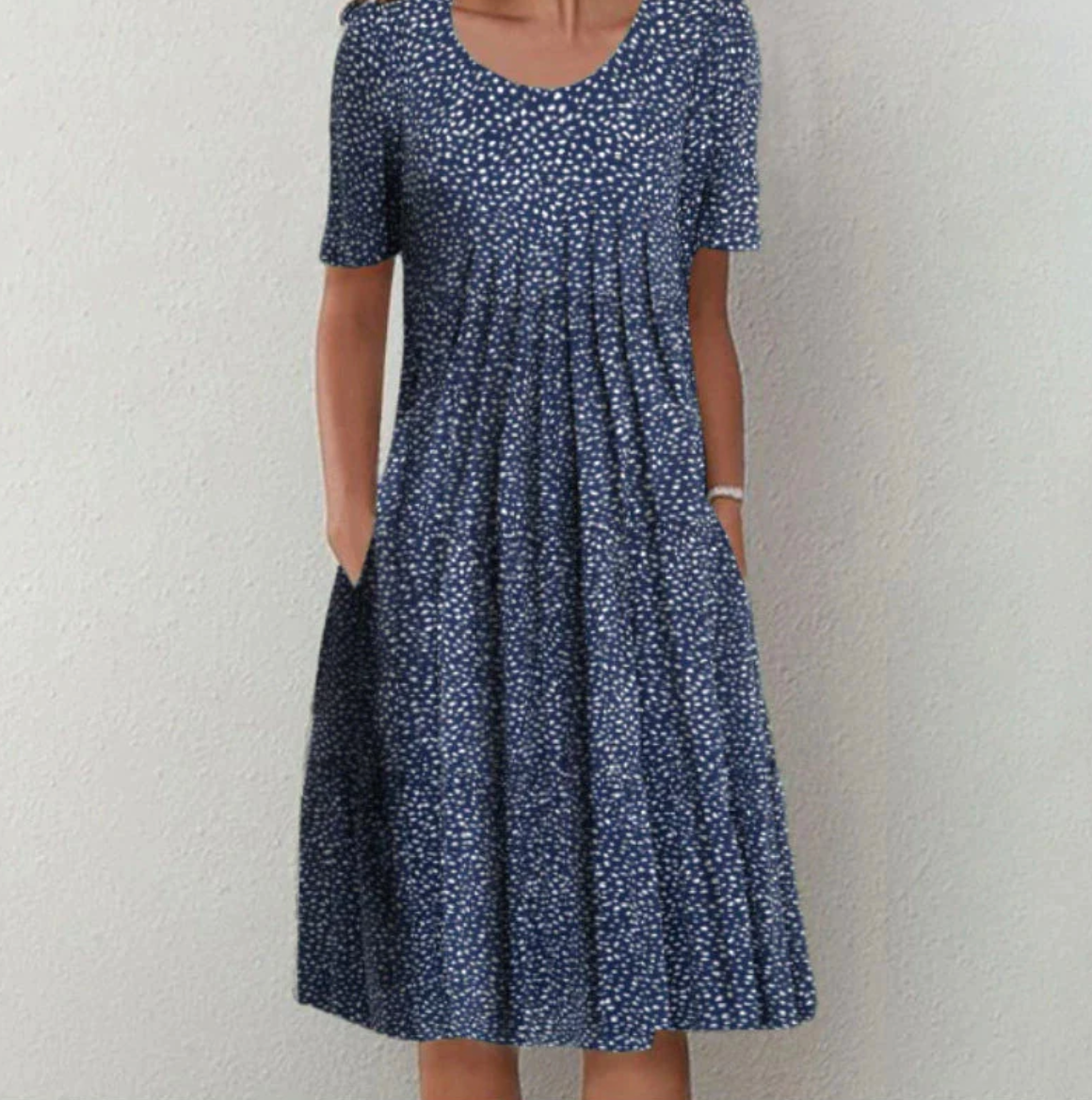 Damen Midi Kleid Musterdruk mit Linienführung