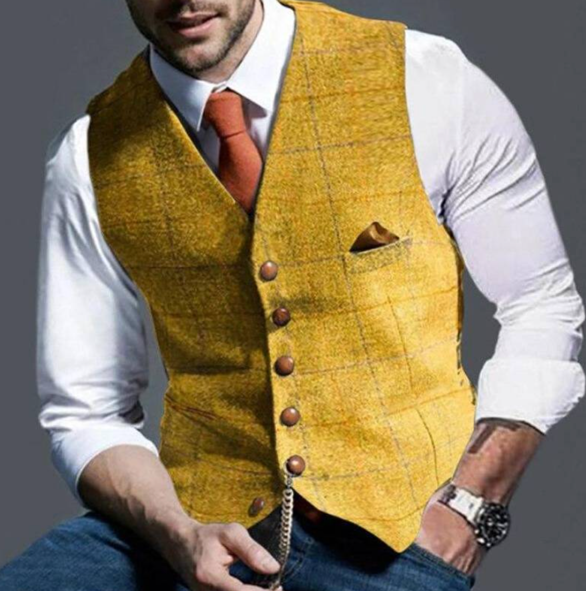 Herren Karomuster Weste Business Hochzeit