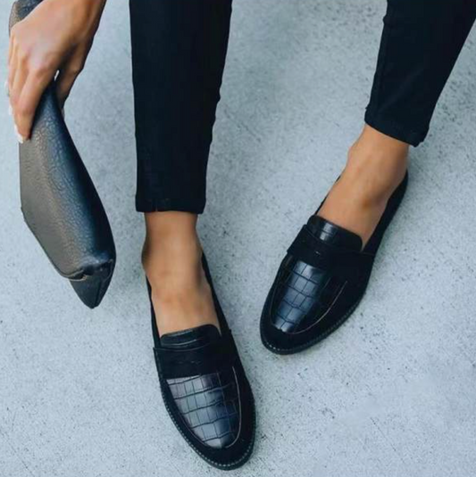 Damen Loafer Flach Elegante Slip-On Schuhe Schwarz - Norvielle