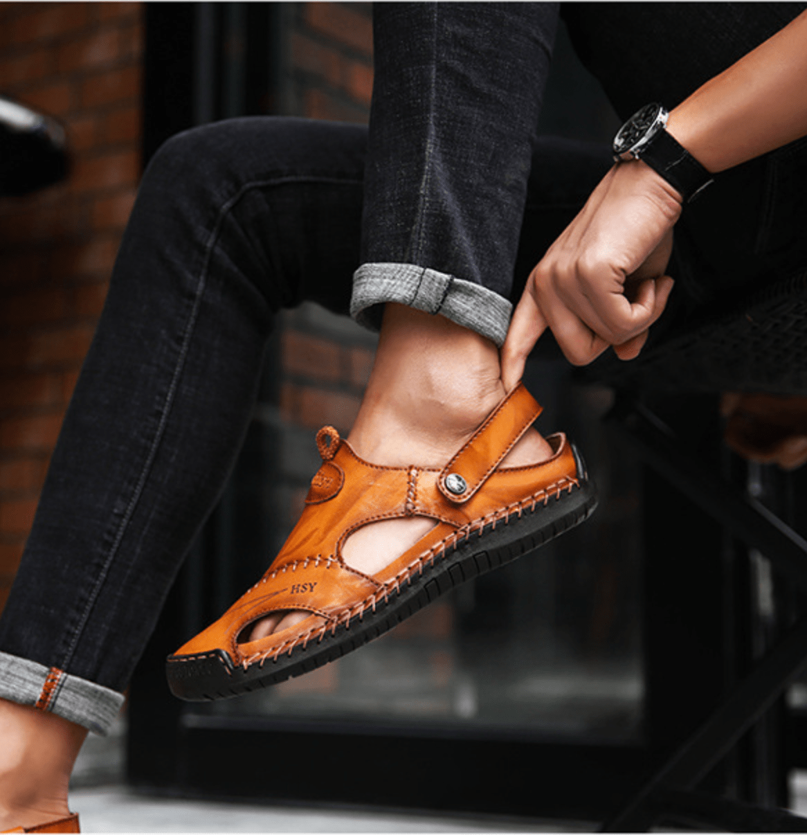 Herren Sandalen Offene Riemenform Fersenstütze