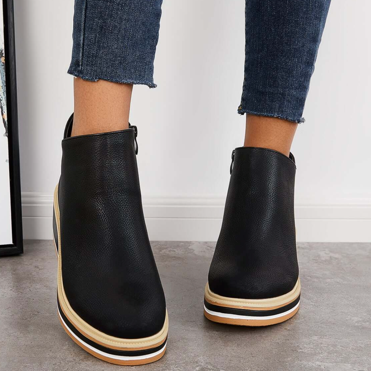 Mari Stella Damen Stiefel Ziernähte Schwarz - Norvielle