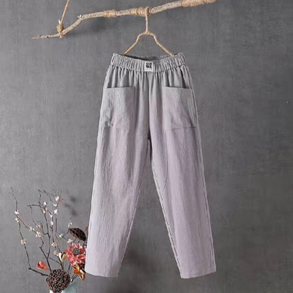 Norvielle Damenlässige Baumwollhose Elastischer Bund