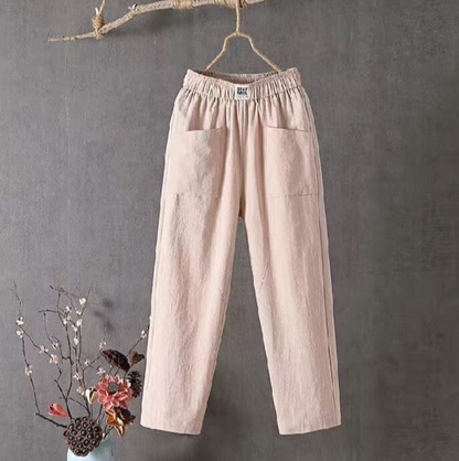 Norvielle Damenlässige Baumwollhose Elastischer Bund