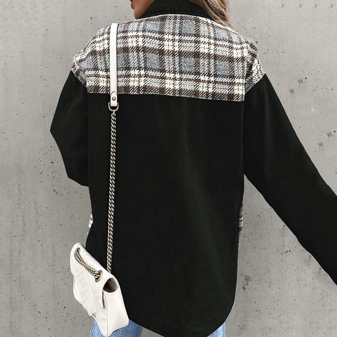 Damen Jeansjacke Kariert