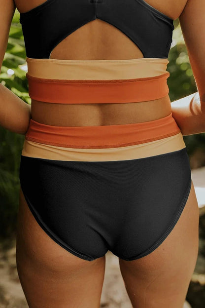 es Damen Bikini-Set Colorblock Cut Back