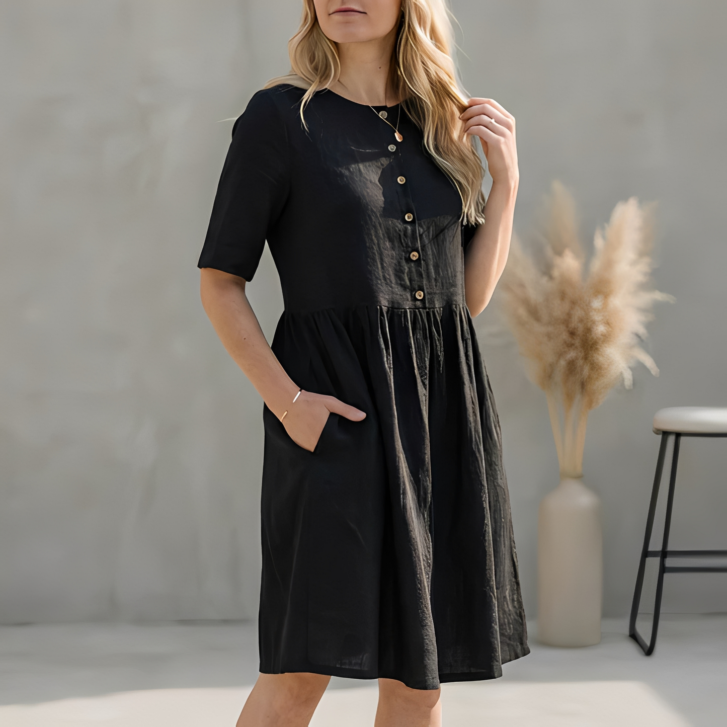 Damen Sommerkleid Edel Seide Blumenmuster