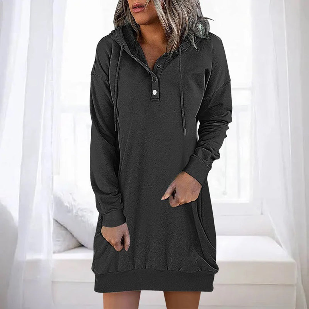 Damen Sweatshirt-Kleid mit Kapuze Grau - Norvielle