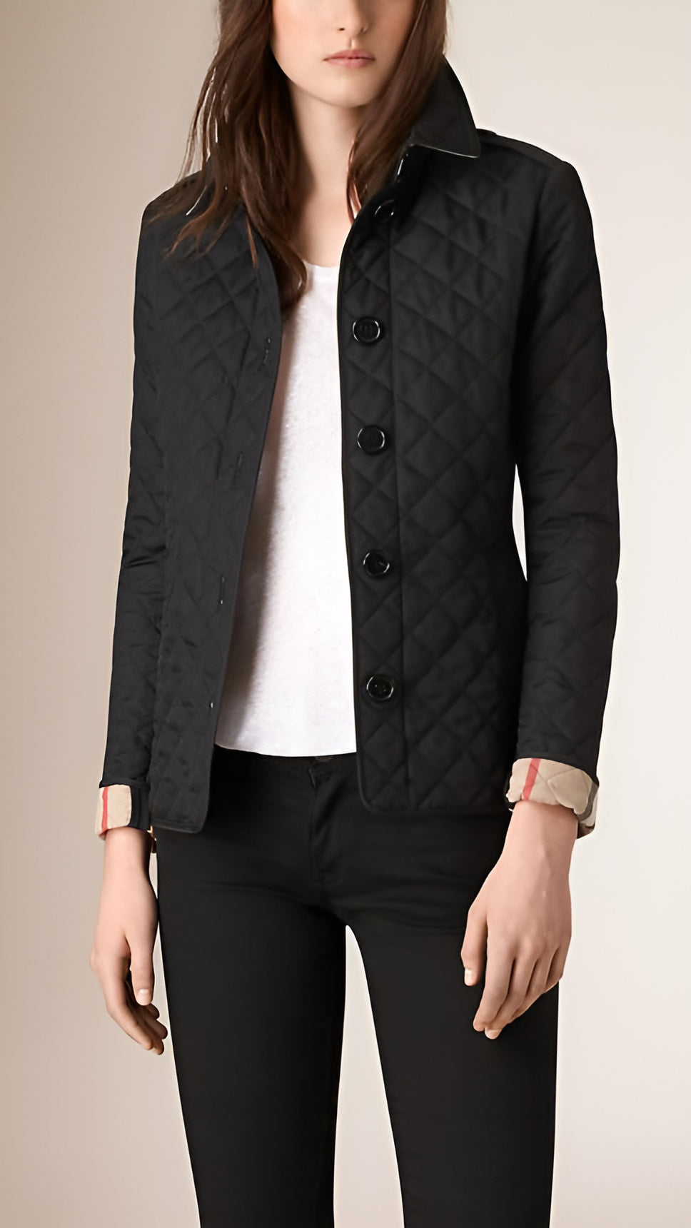 Damen Leichte Seiden-Baumwoll-Jacke Elegant Beige