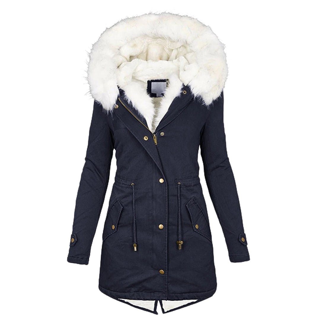 Damen Winterjacke Fleecegefüttert Winddicht Mit Kapuze