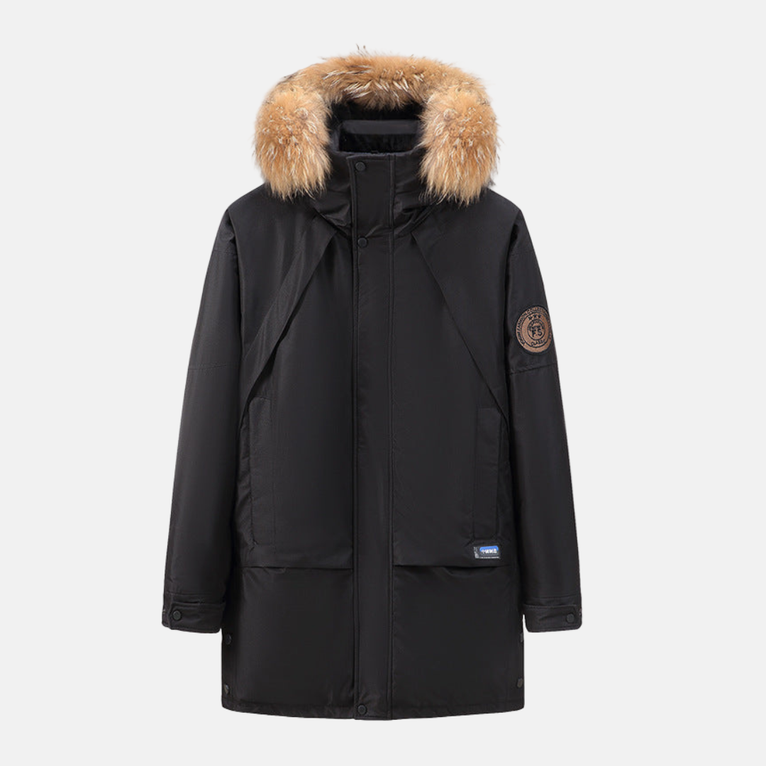 Damen Parka Glatt Gewebe Abnehmbarer Kunstpelz Mittellang