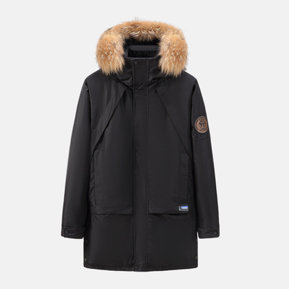 Damen Parka Glatt Gewebe Abnehmbarer Kunstpelz Mittellang