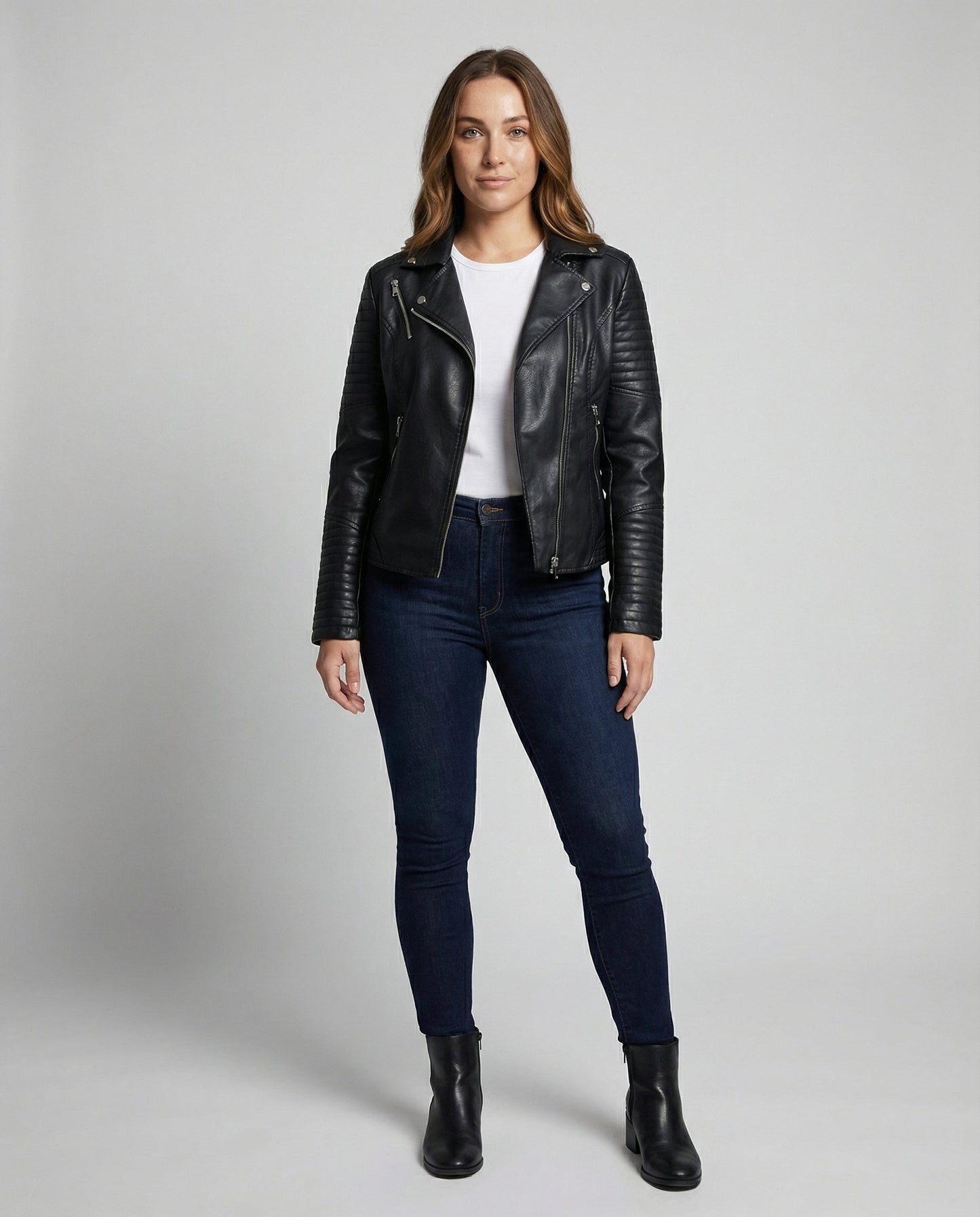 Damen Kunstlederjacke Elegantes Design