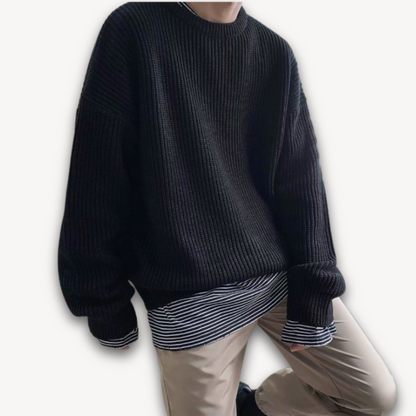 Damen Strickpullover Oversized Rundhalsausschnitt