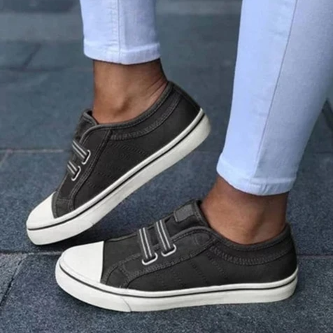 Norvielle Damen Slip-On Turnschuhe Lässig Schwarz - Norvielle