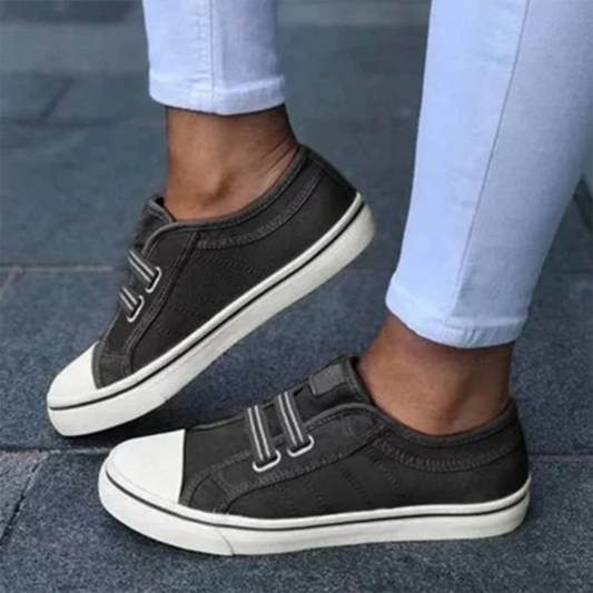 Norvielle Damen Slip-On Turnschuhe Lässig Schwarz - Norvielle