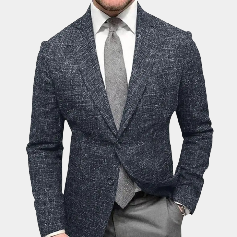 Herren Blazer Einreihig Schmal Geschnitten Schwarz - Norvielle