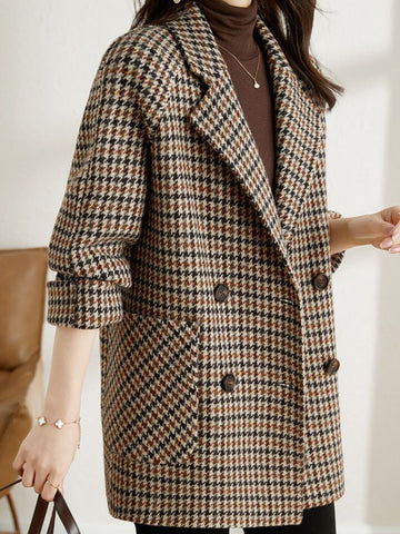 Damen Kariertes Blazer-Jackett Frühjahr