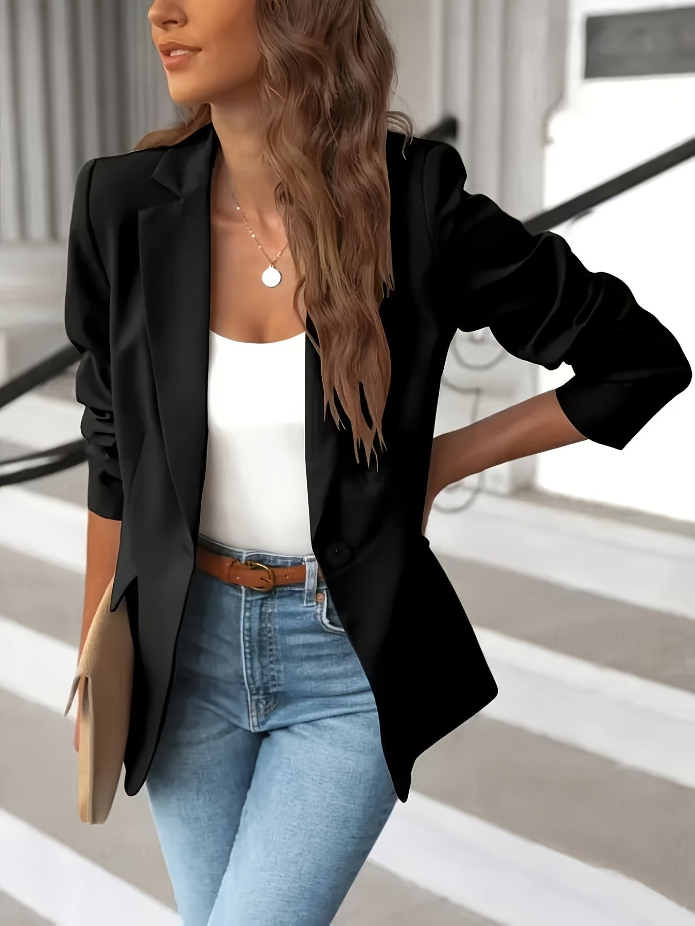 Damen Blazer Tailliert Einreihig - Norvielle