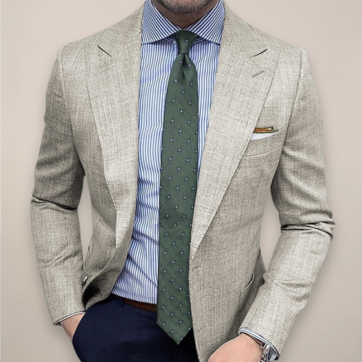 Herren Blazer Tailliert Strukturiert - Norvielle