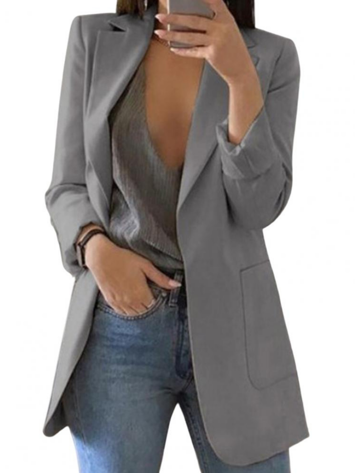 Damen Blazer Taillierte Passform Langarm