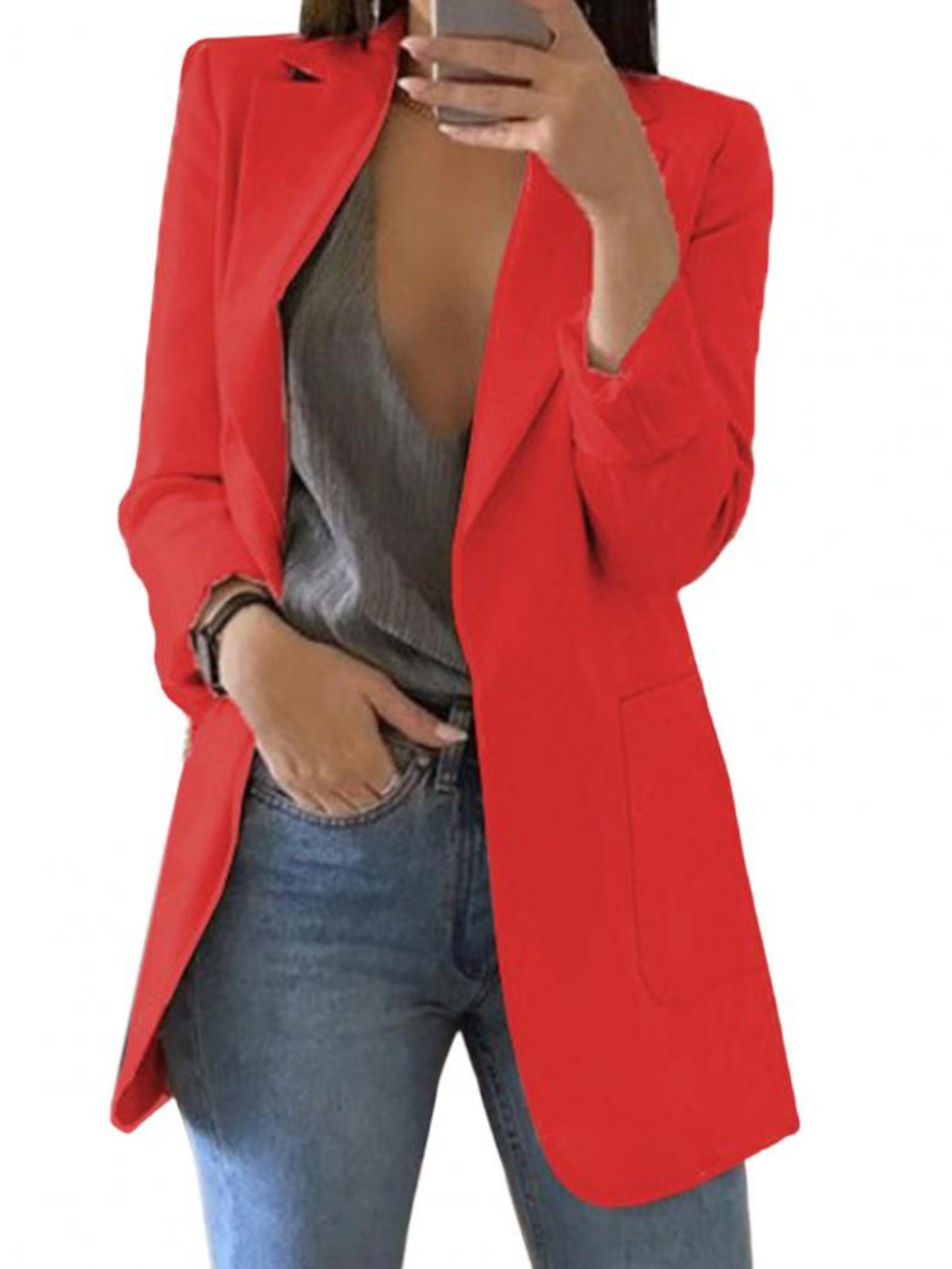 Damen Blazer Taillierte Passform Langarm