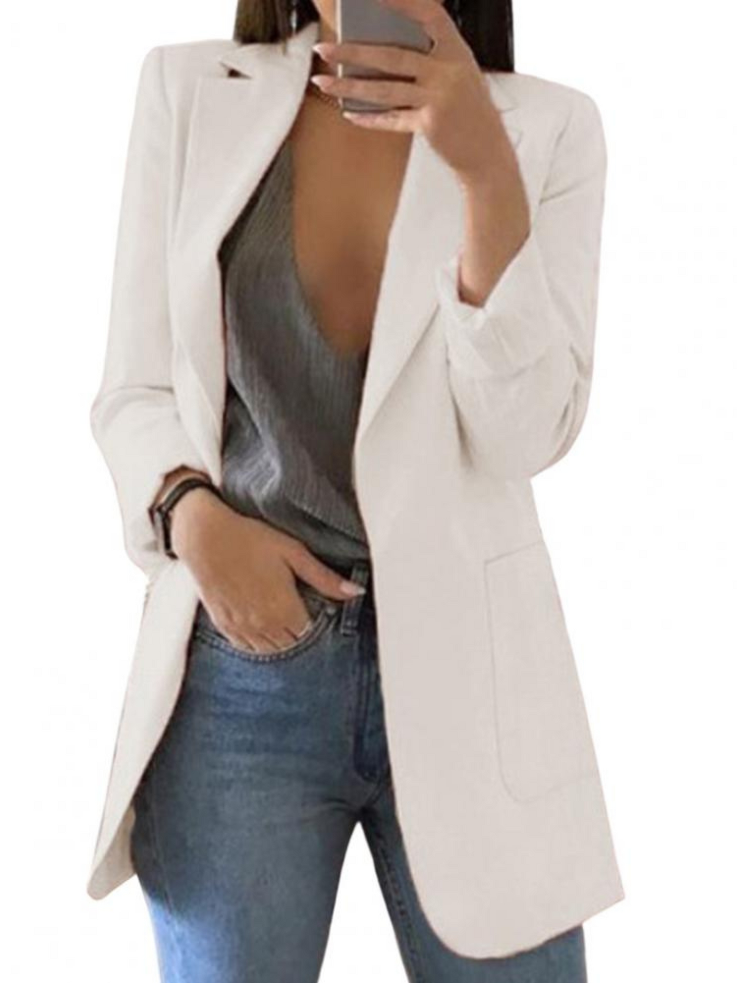 Damen Blazer Taillierte Passform Langarm
