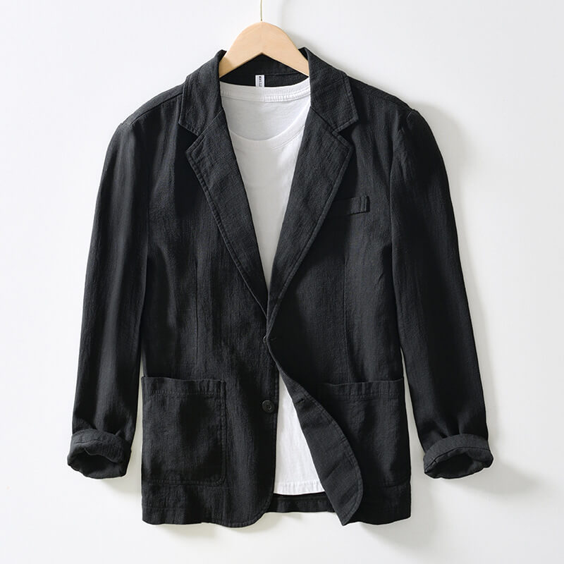 Herren Leinenblazer Einreiher Leicht Beige - Norvielle