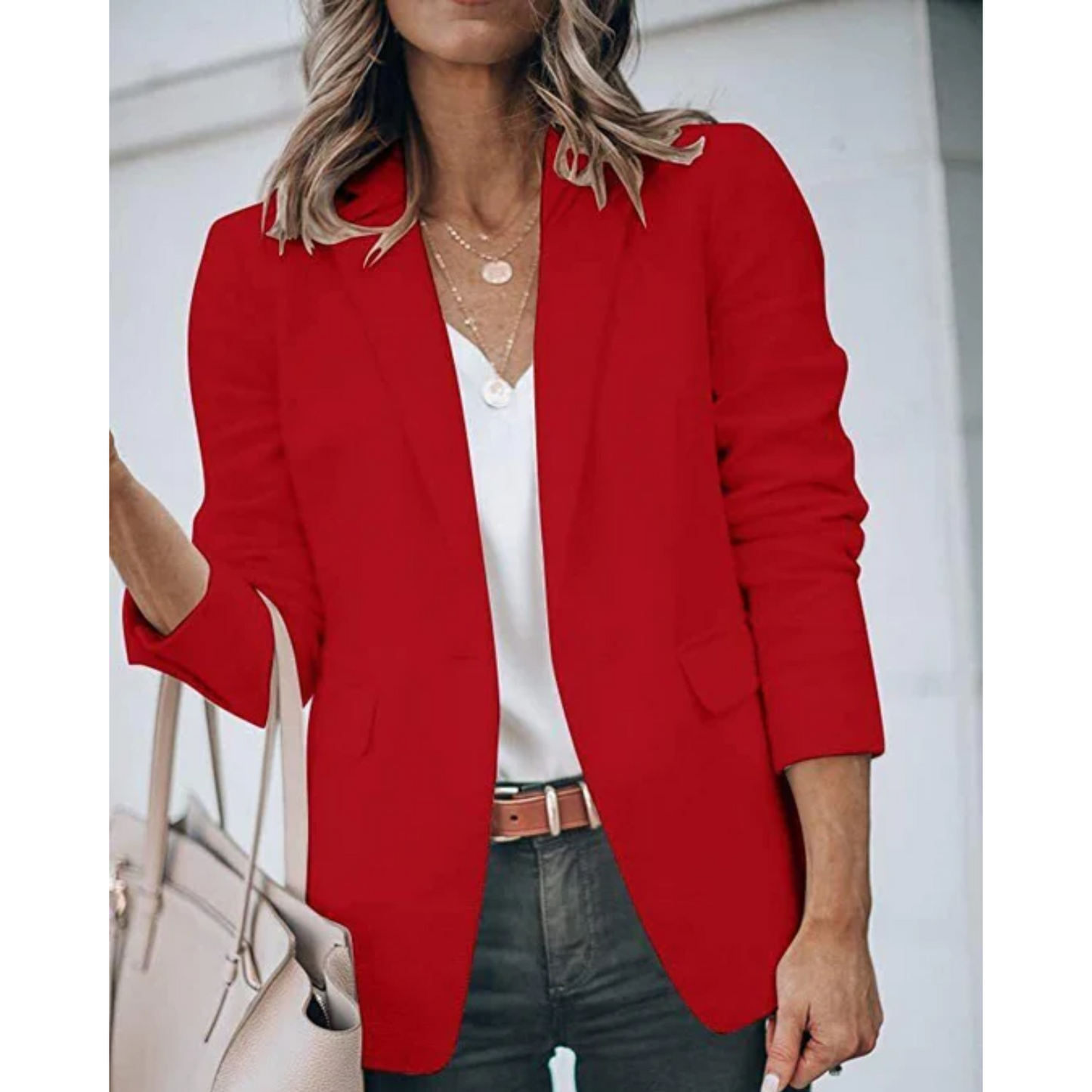 Damen Freizeitblazer Offener Schnitt Büroblazer