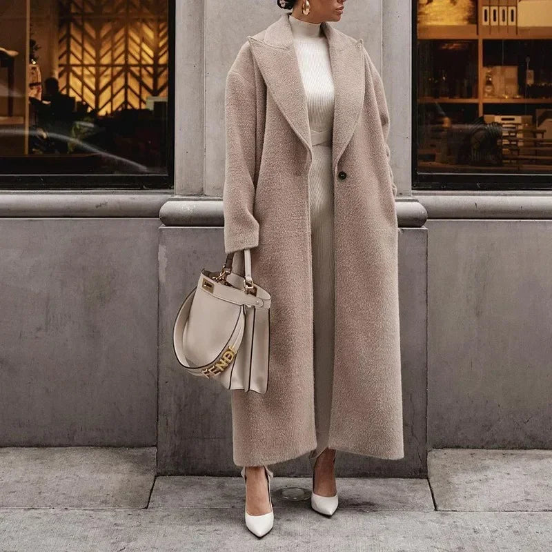 Damen Langmantel Klassisches Revers Zeitloses Design - Norvielle