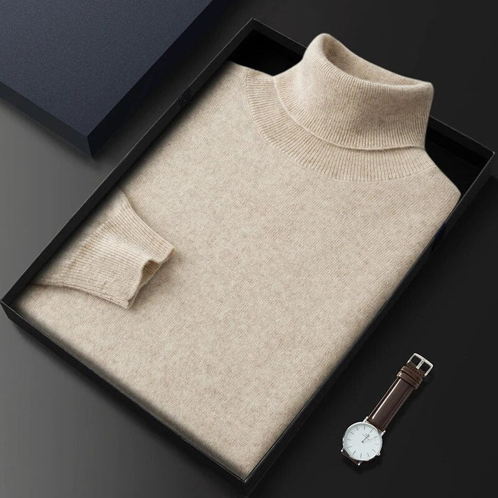 Herren Pullover Rollkragen Strickstruktur