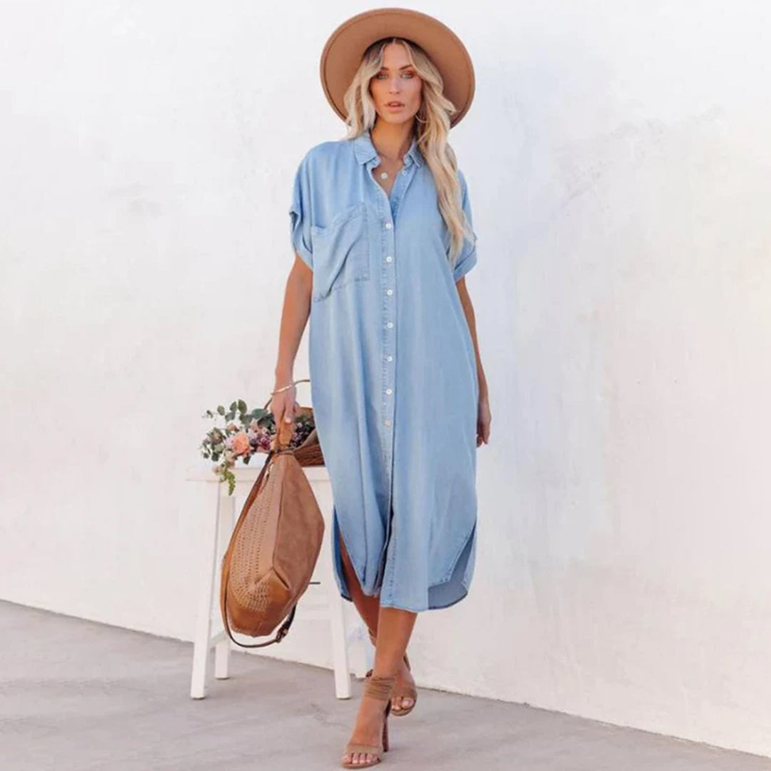 Damen es Leichtes Sommerkleid Atmungsaktives Baumwolle