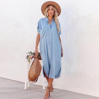 Damen es Leichtes Sommerkleid Atmungsaktives Baumwolle
