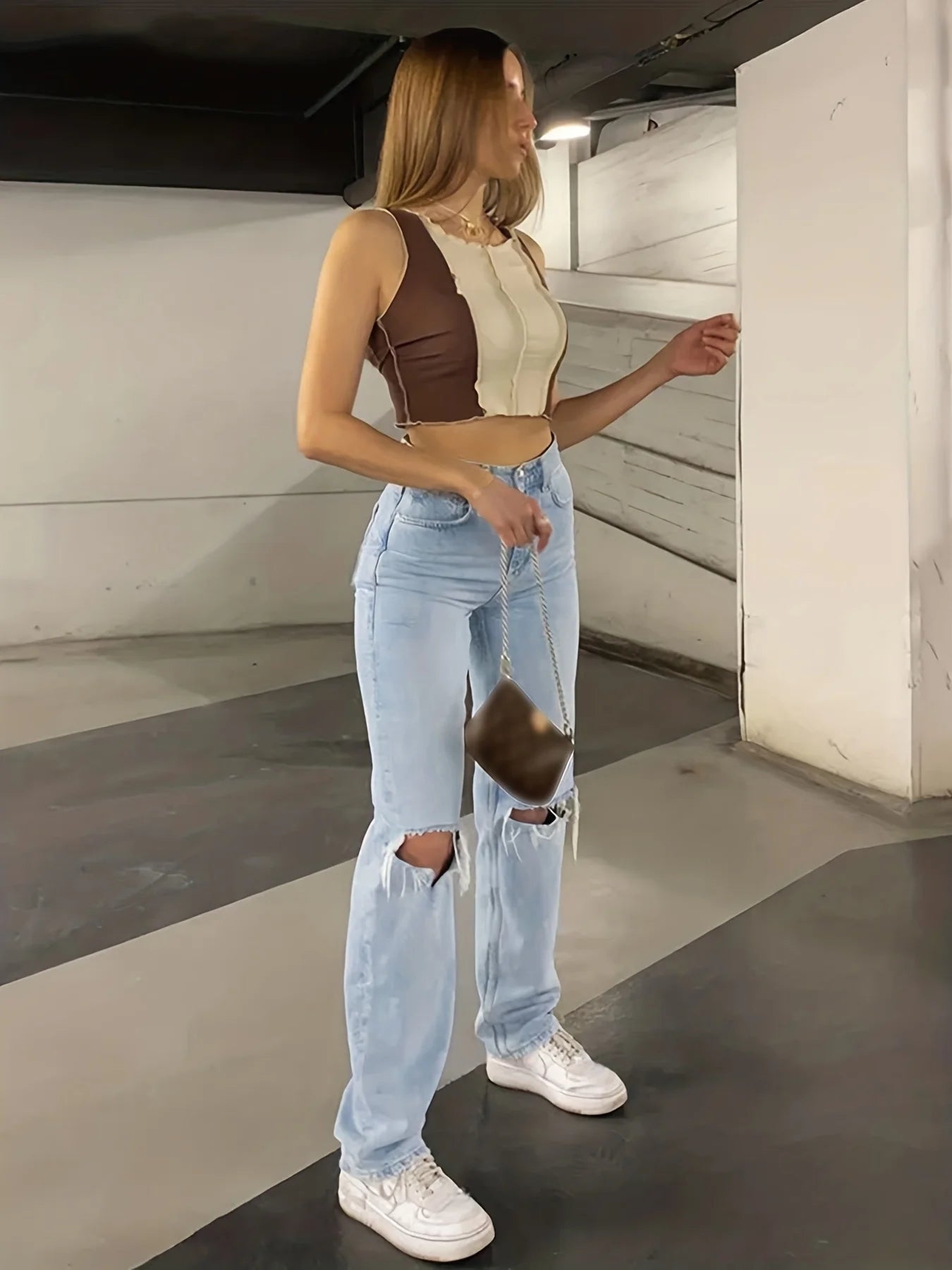 Norvielle Damen Ripped Jeans Hose - Norvielle