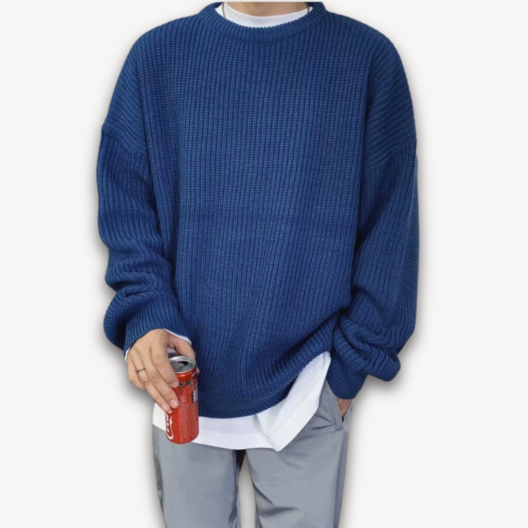 Damen Strickpullover Oversized Rundhalsausschnitt