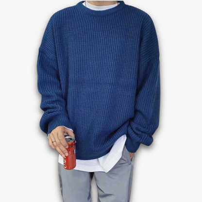 Damen Strickpullover Oversized Rundhalsausschnitt