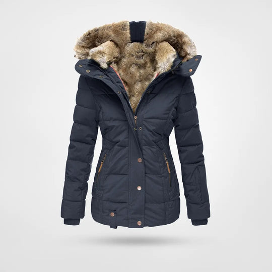 Damen Winterjacke Fellfutter Kapuze
