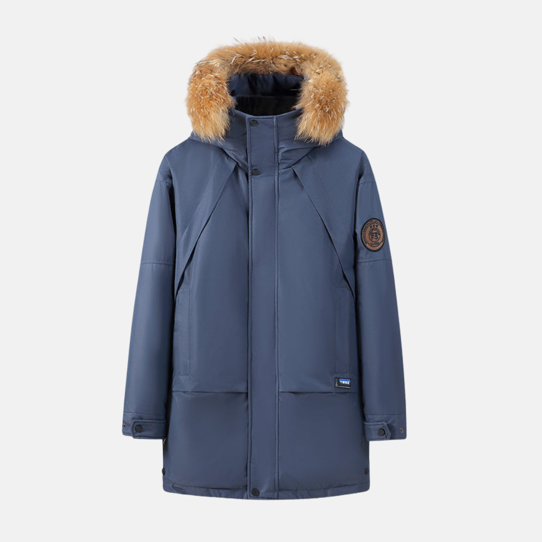 Damen Parka Glatt Gewebe Abnehmbarer Kunstpelz Mittellang