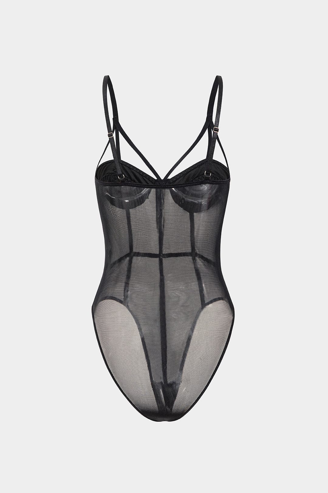 Damen Spaghettiträger-Body Atmungsaktives Mesh mit Bügel-Cups