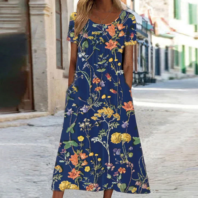 Damen Florales Sommerkleid Mit Bauchabdeckung